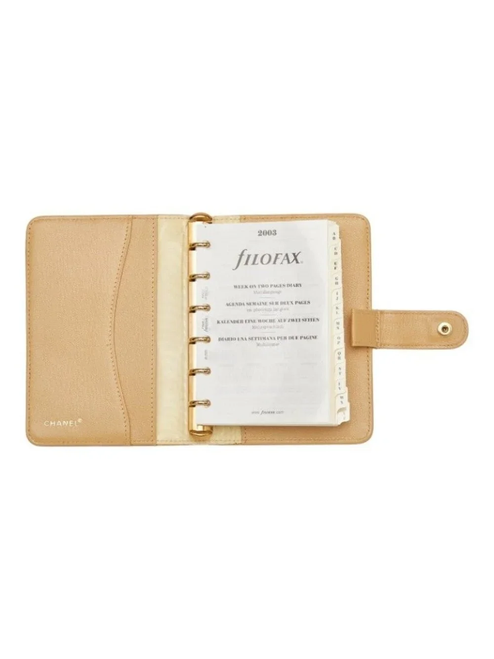 Chanel CC Logo Agenda Notebook Cover Beige Leather
